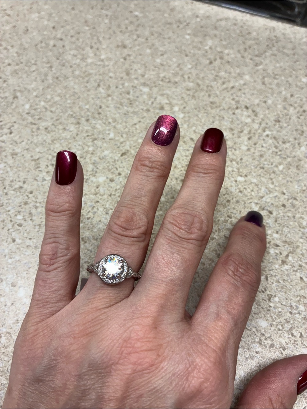 2.0 Caret Round Halo Engagement Ring - Moissanite Diamond size 7 silver